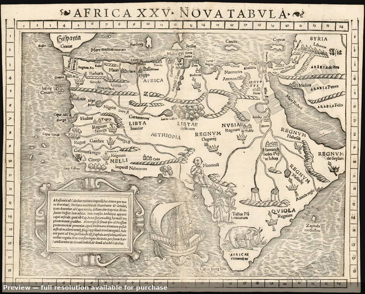 Antique map: Africa, 1552