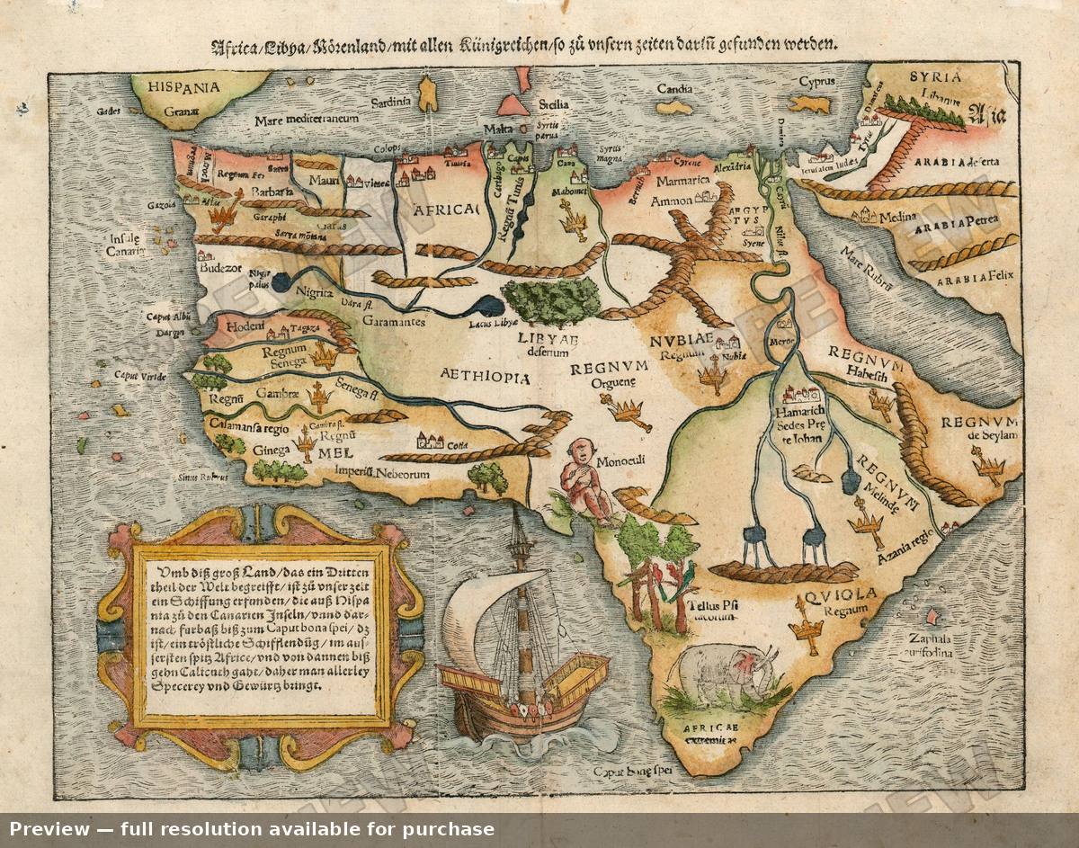 Antique map: Africa, 1574
