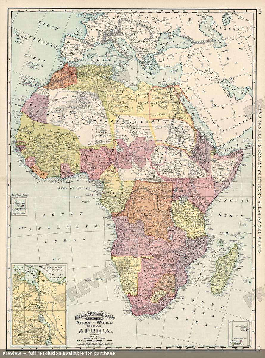 Antique map: Africa, 1895