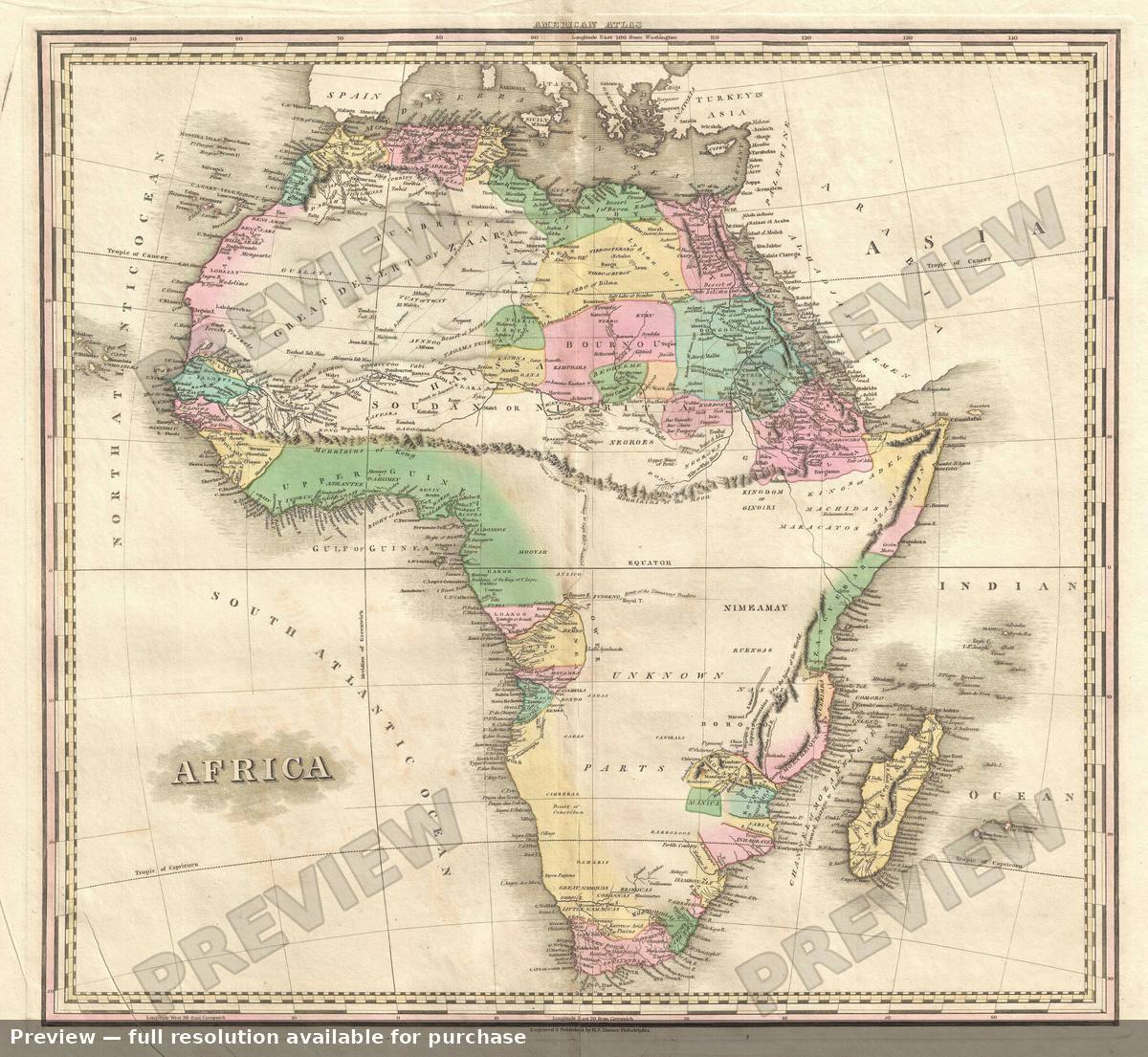 Antique map: Africa, 1825