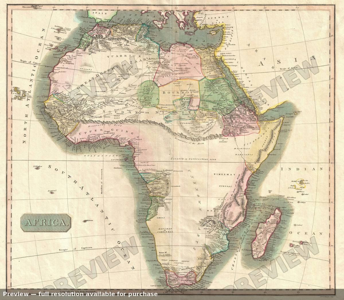 Antique map: Africa, 1814