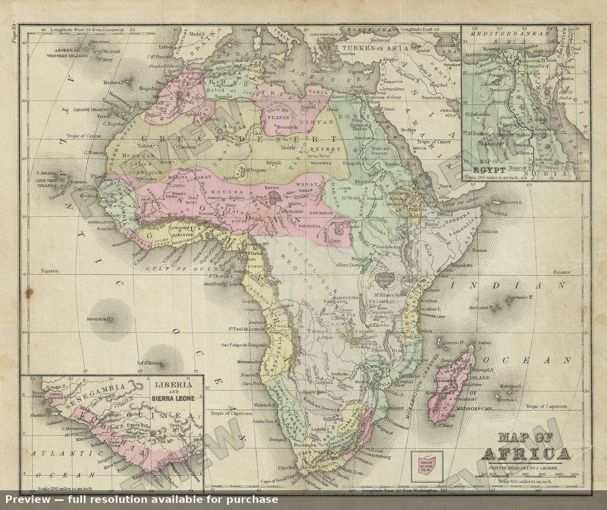 Antique map: Africa, 1879