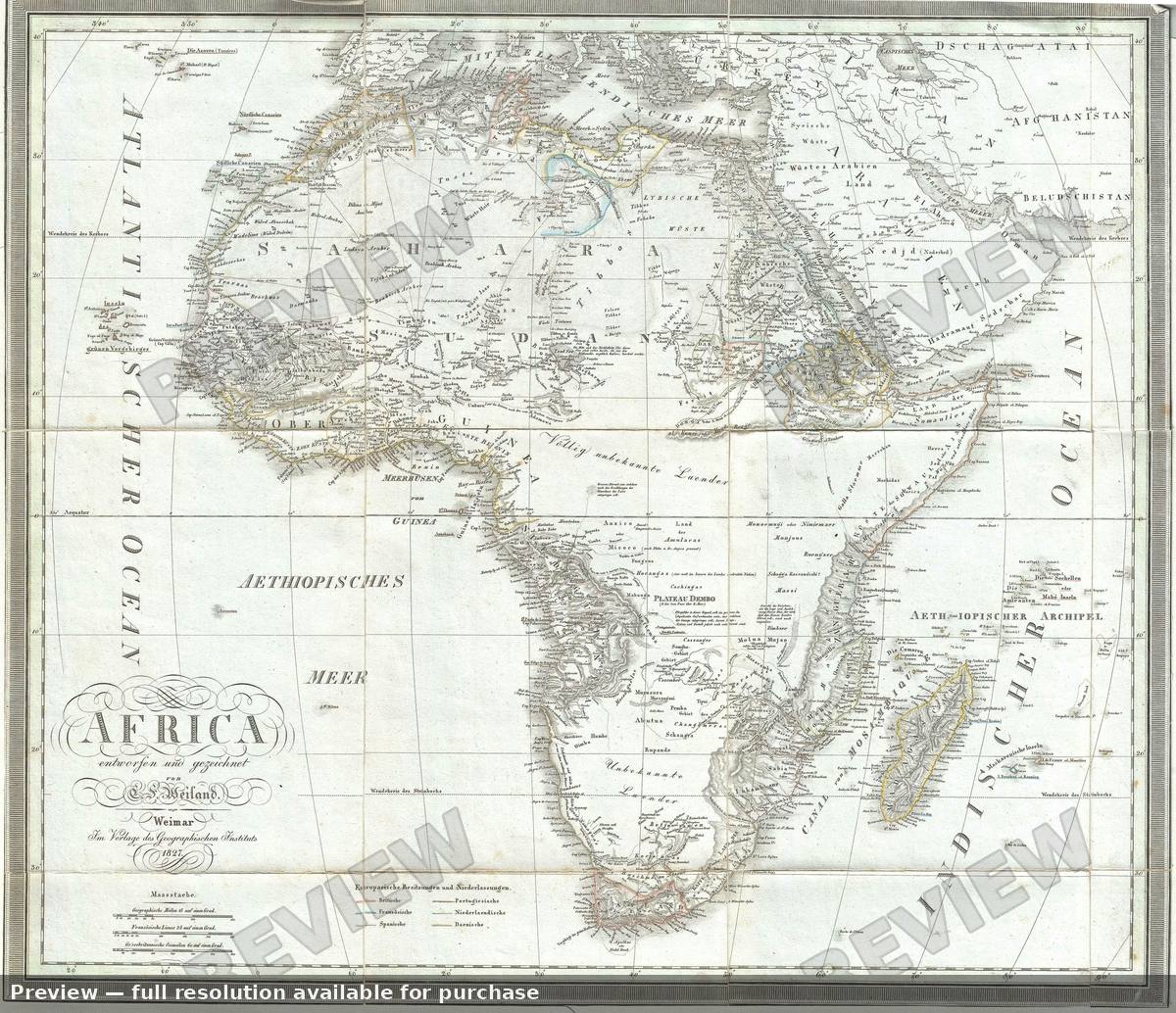 Antique map: Africa, 1827