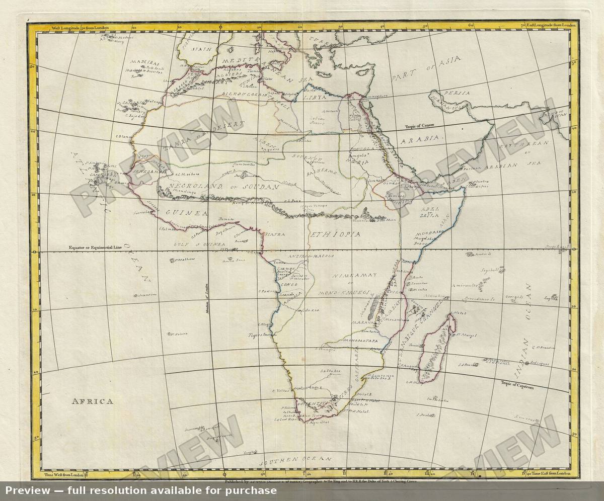 Antique map: Africa, 1823