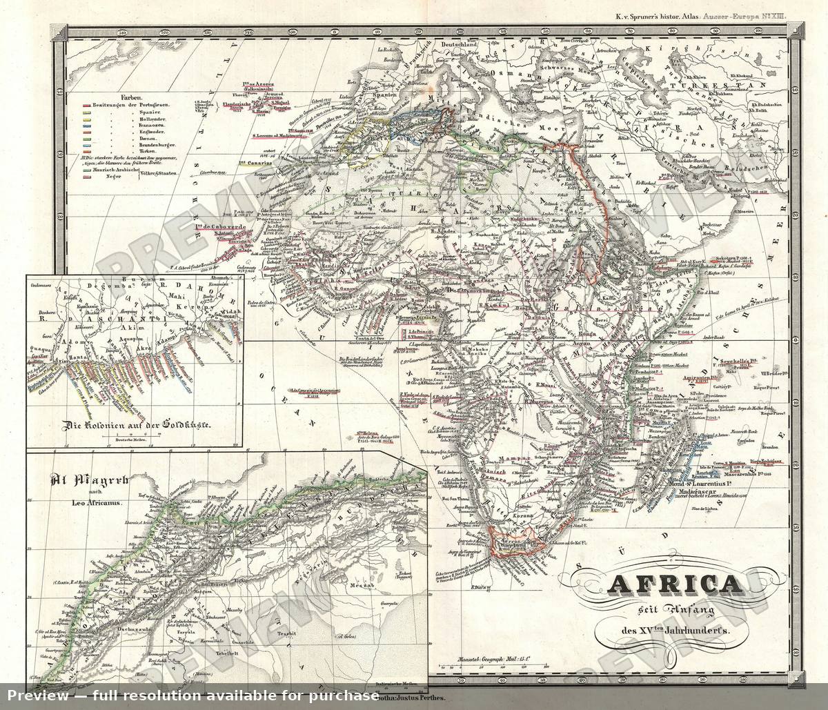 Antique map: Africa 1400, 1855
