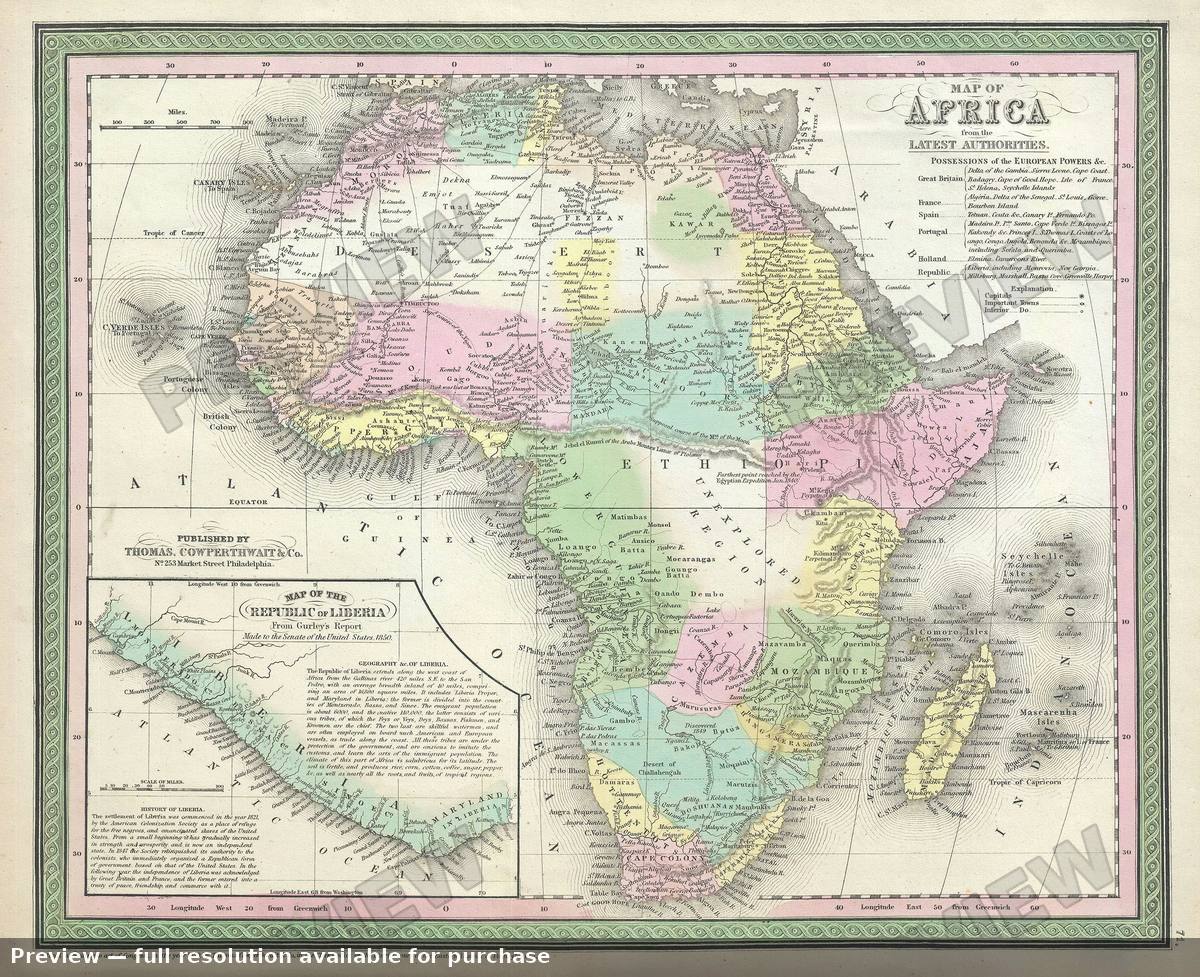 Antique map: Africa 2, 1854