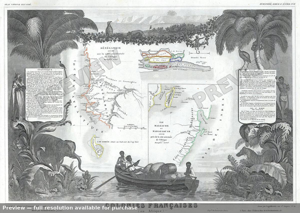Antique map: Africa Fr, 1847