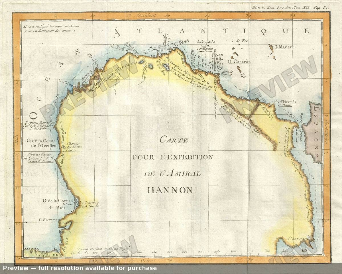 Antique map: Africa Hannon, 1770