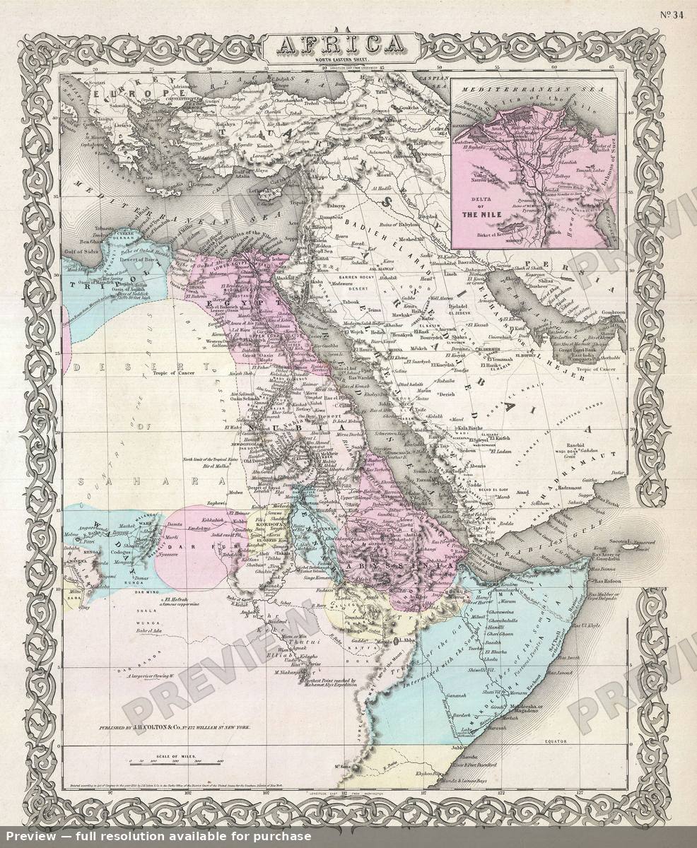 Antique map: Africa North East, 1855