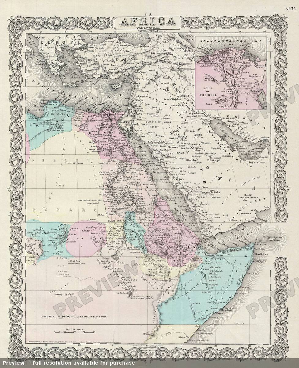 Antique map: Africa North East, 1856