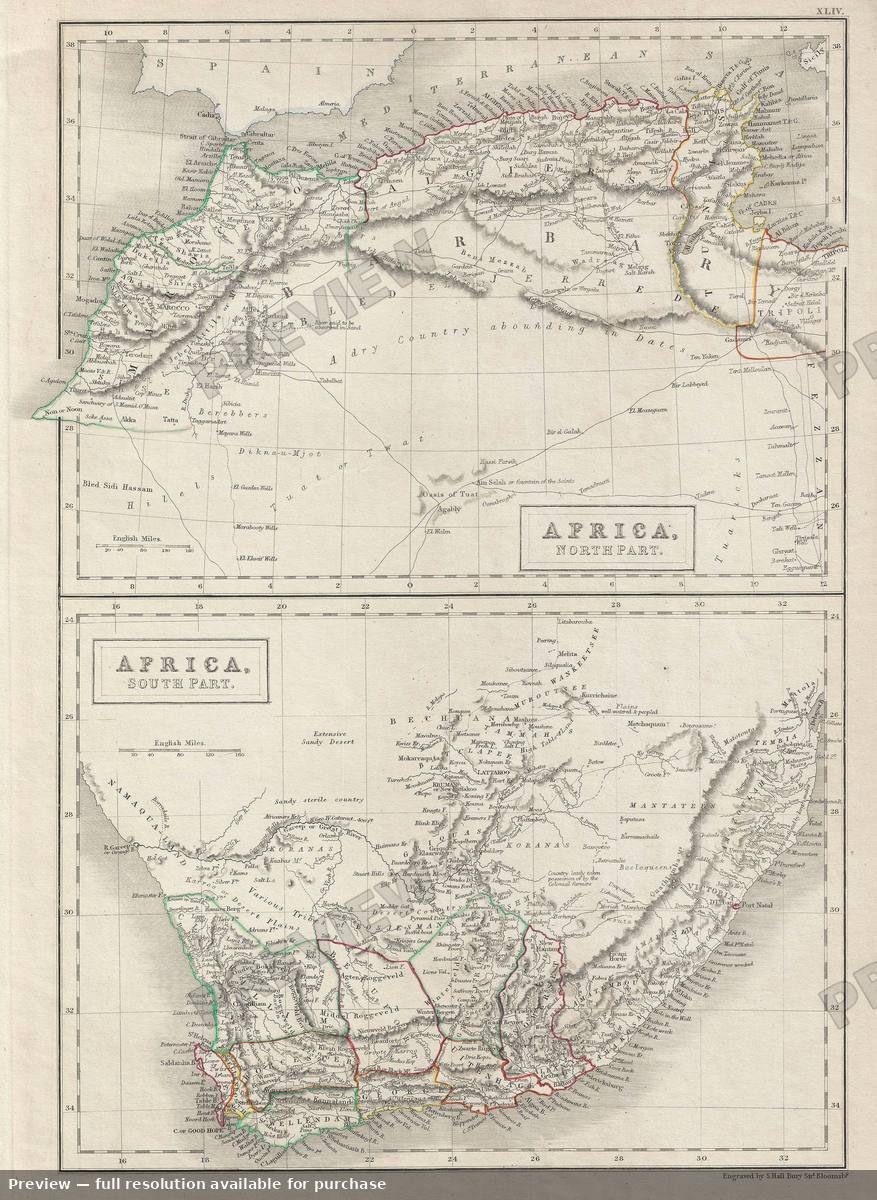 Antique map: Africa North South, 1840