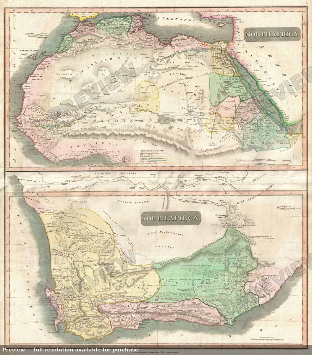 Antique map: Africa North South, 1815