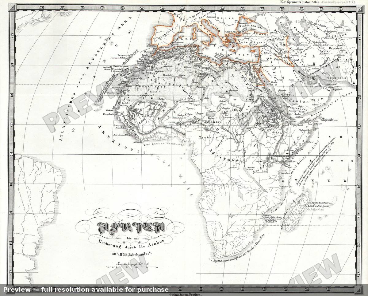 Antique map: Africa Pre Arab, 1855