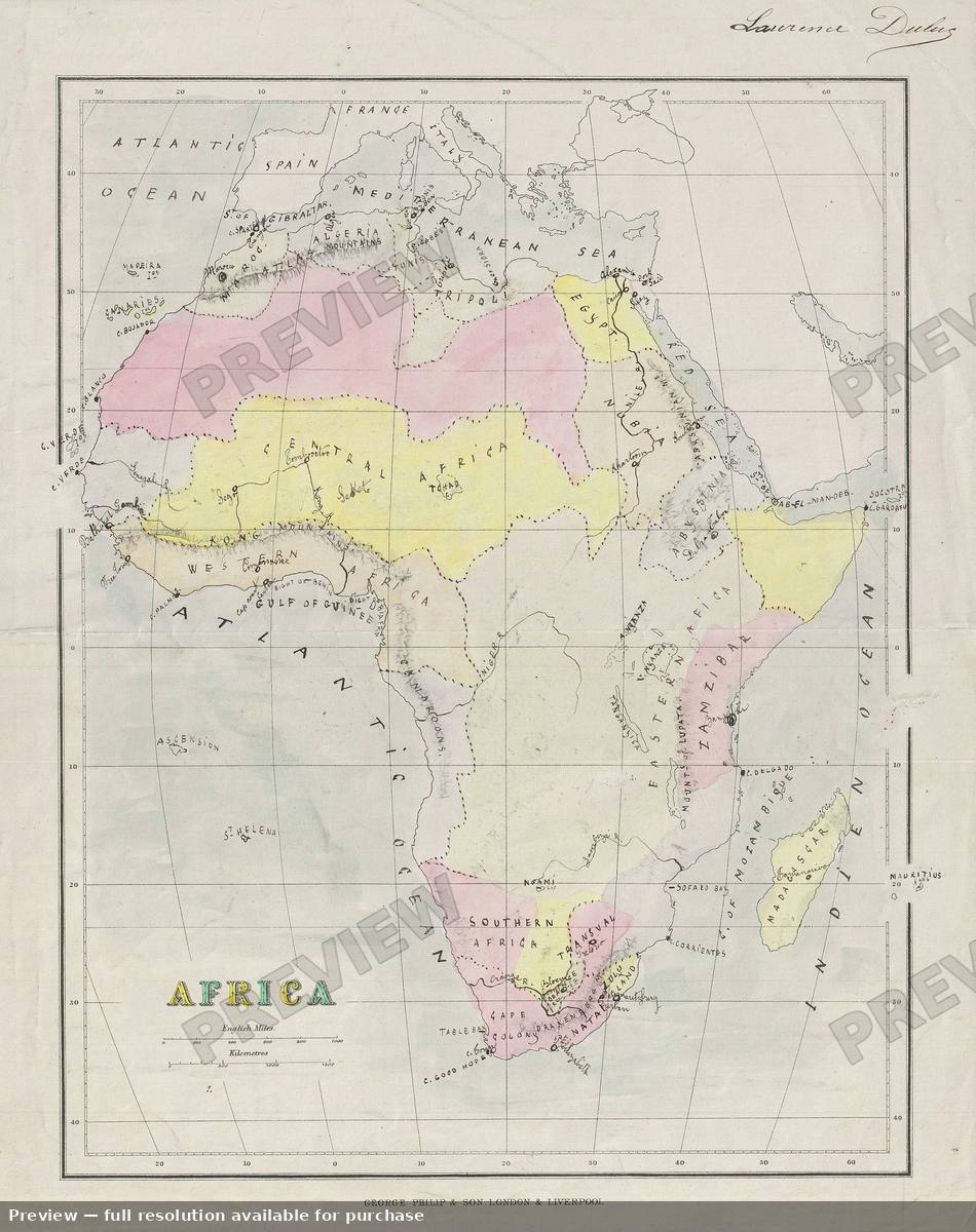 Antique map: Africa School Map, 1890