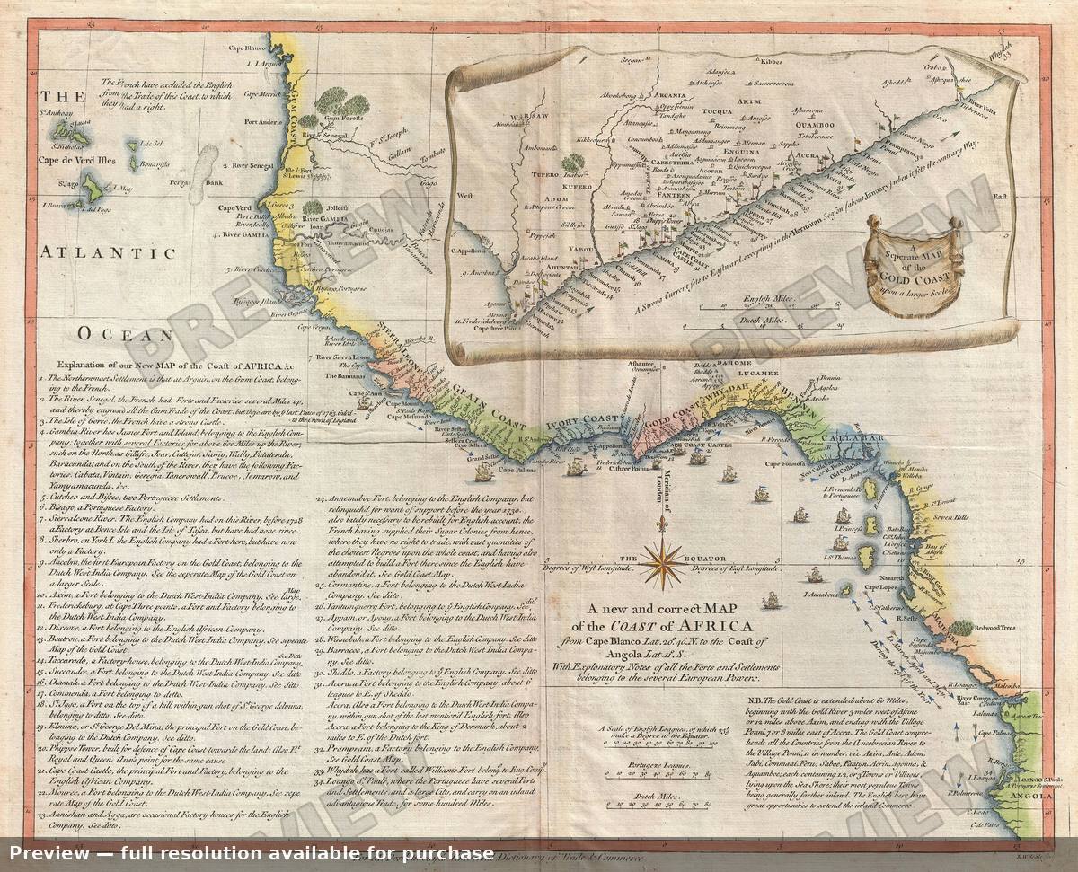 Antique map: Africa West, 1755