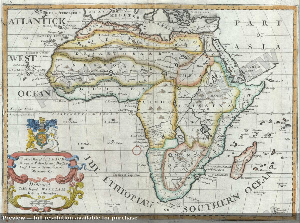 Antique map: Africk, 1712