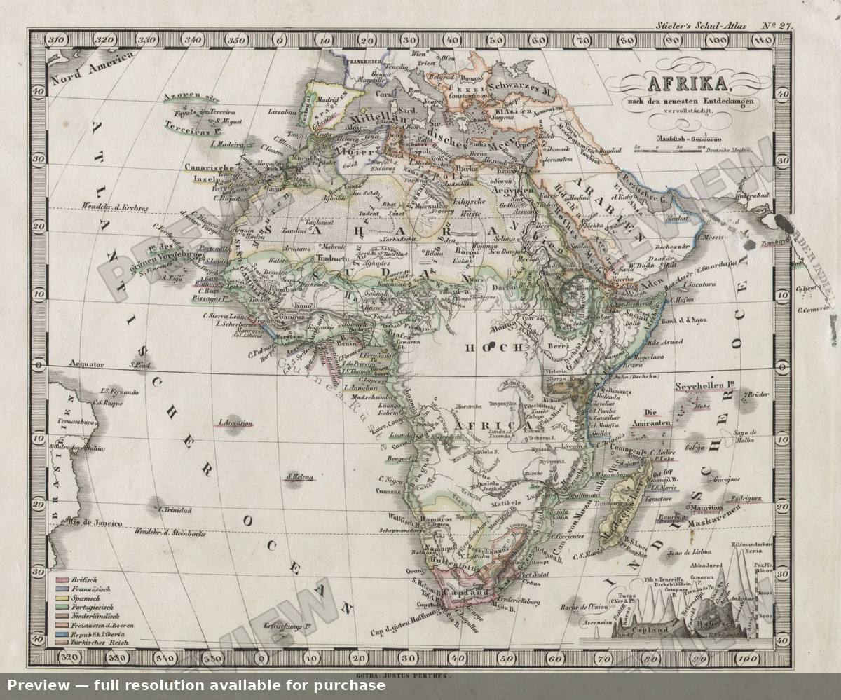 Antique map: Afrika, 1862