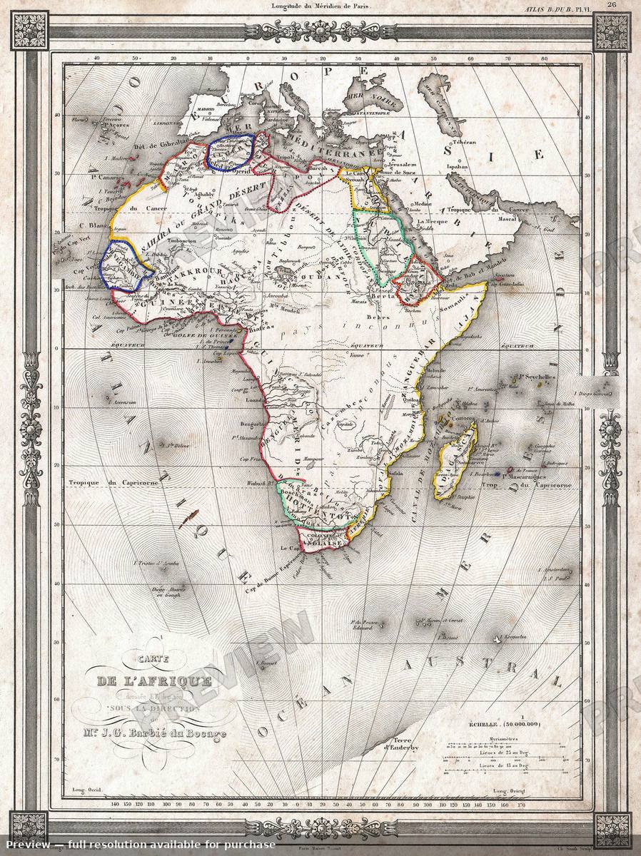 Antique map: Afrique, 1852