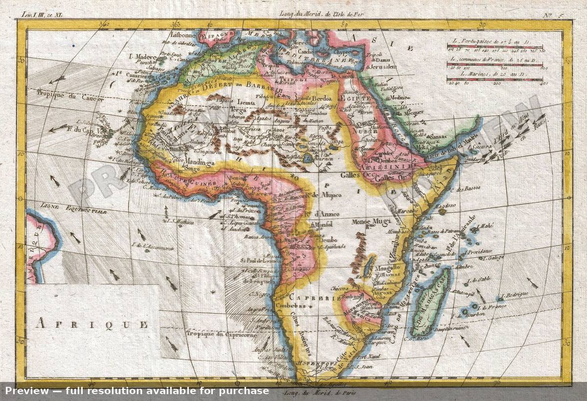 Antique map: Afrique, 1780