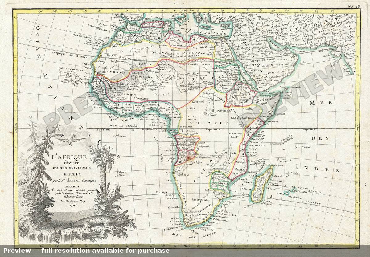 Antique map: Afrique, 1782