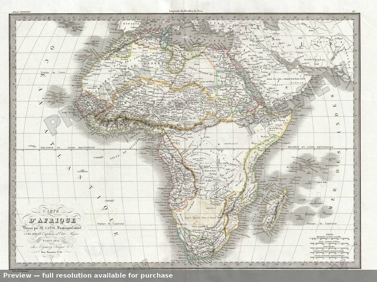 Antique map: Afrique, 1829