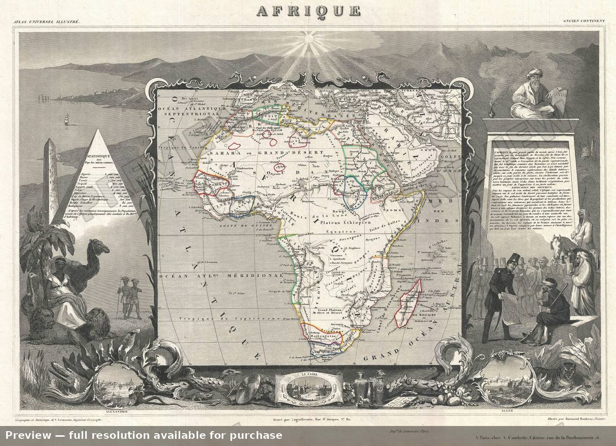 Antique map: Afrique, 1852