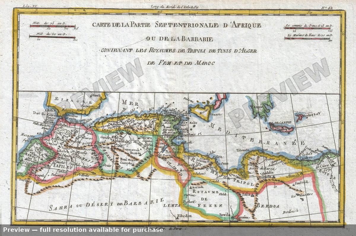 Antique map: Afrique Barbarie, 1780