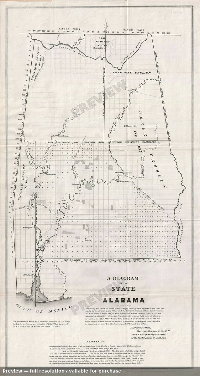 Antique map: Alabama, 1841