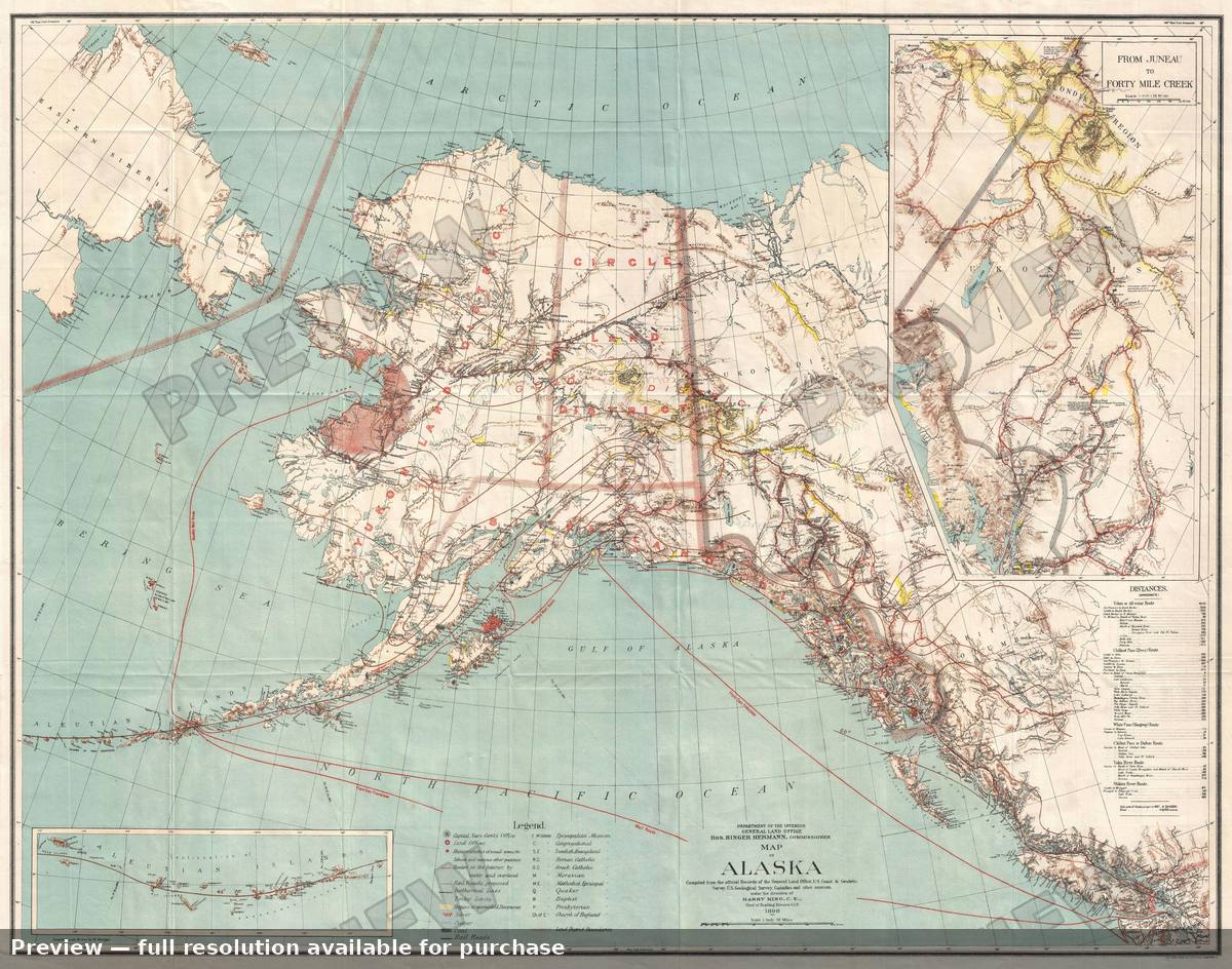 Antique map: Alaska, 1898
