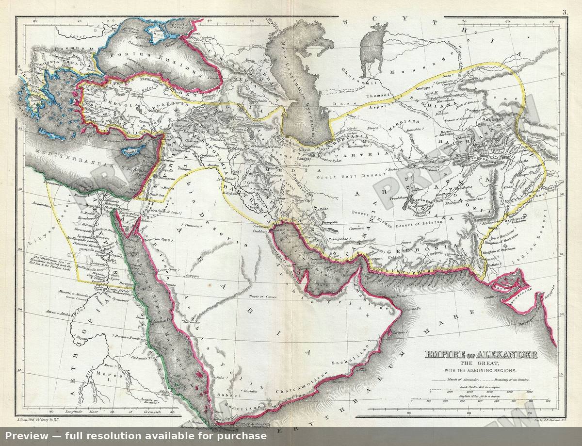 Antique map: Alexander Empire, 1867