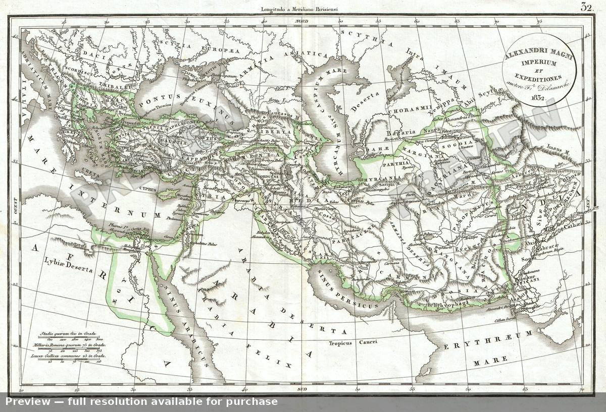 Antique map: Alexandri Magni, 1832
