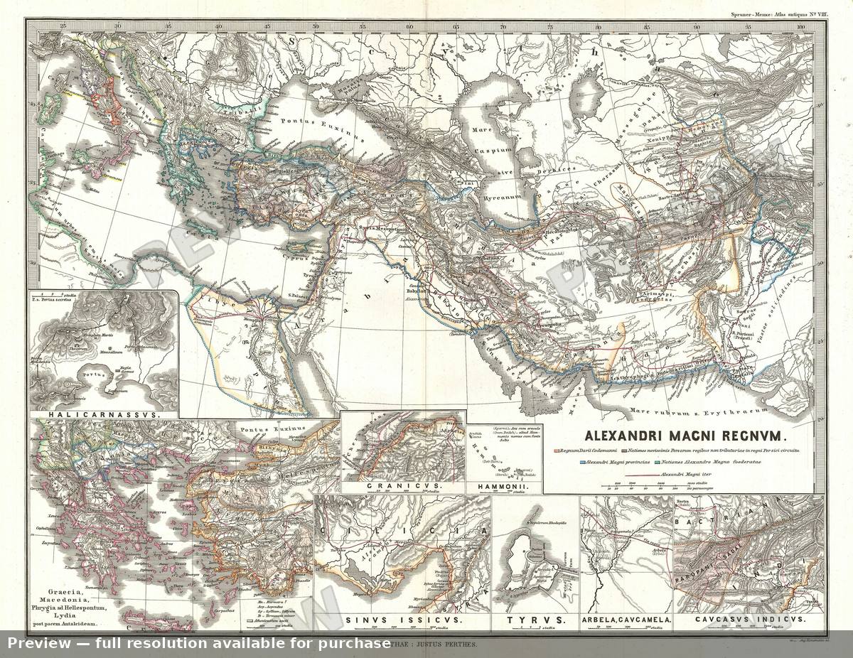 Antique map: Alexandri Magni, 1854