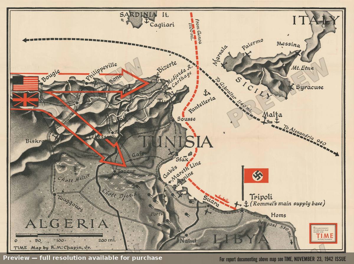 Antique map: Algeria, 1942