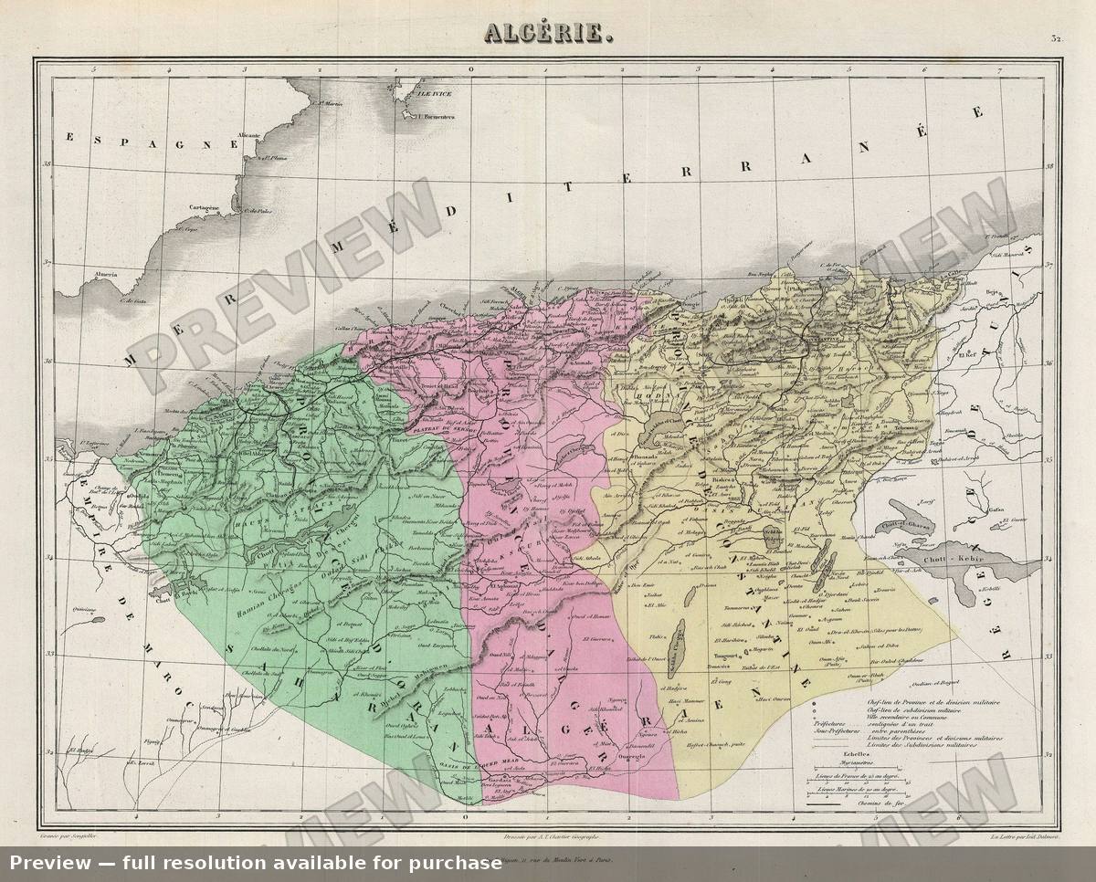 Antique map: Algeria, 1878