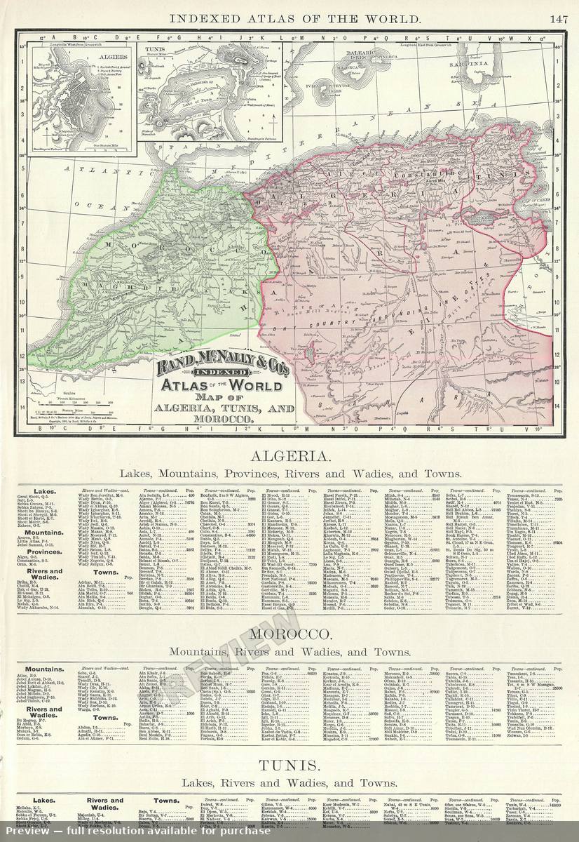 Antique map: Algeria, 1895