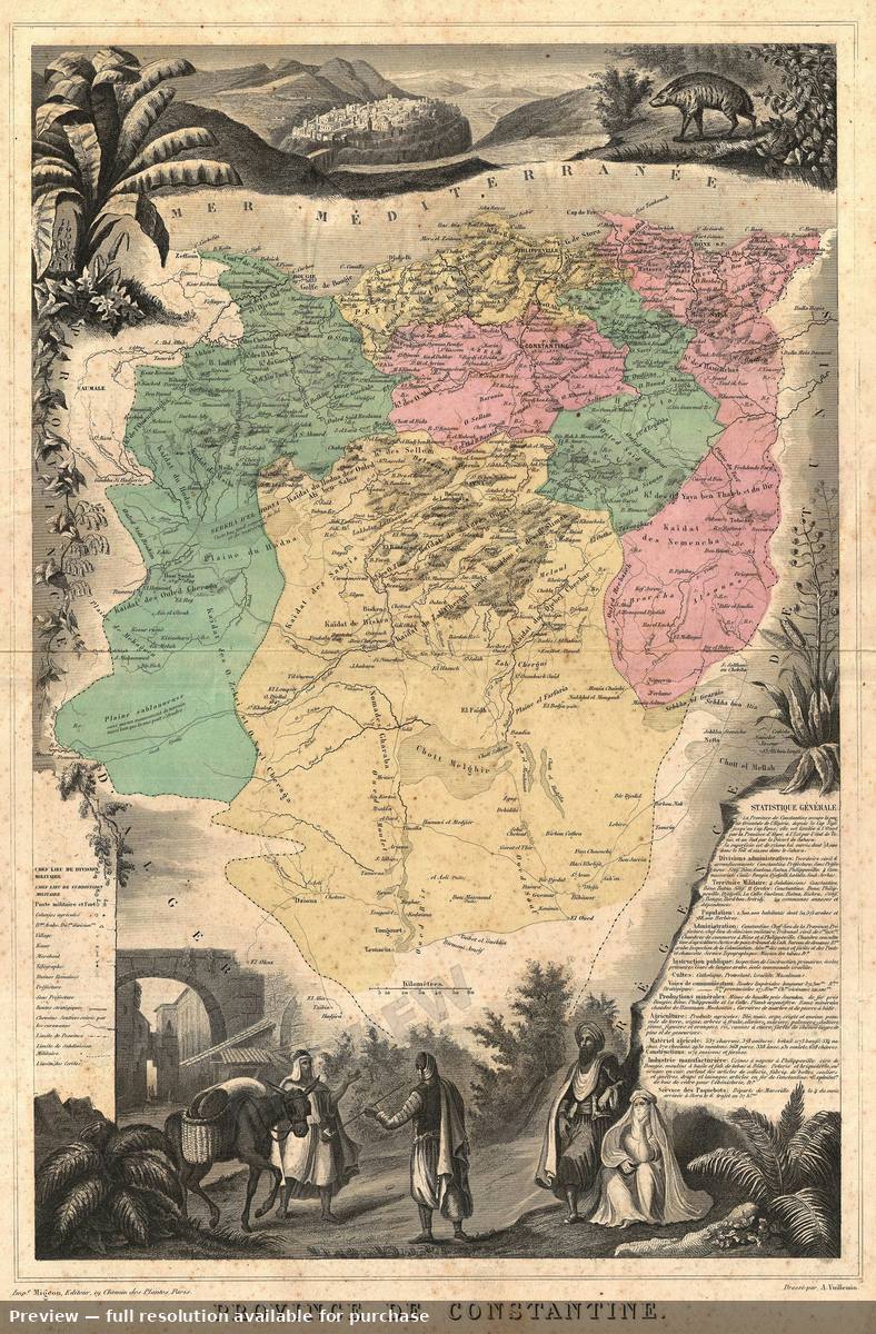 Antique map: Algeria, 1870
