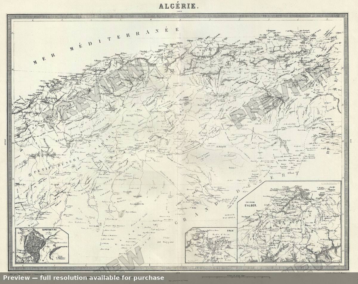 Antique map: Algerie, 1874