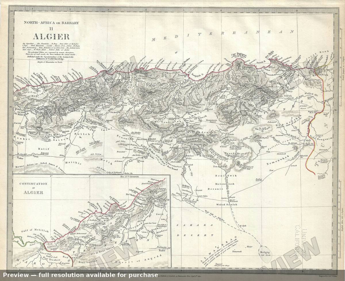 Antique map: Algier, 1844