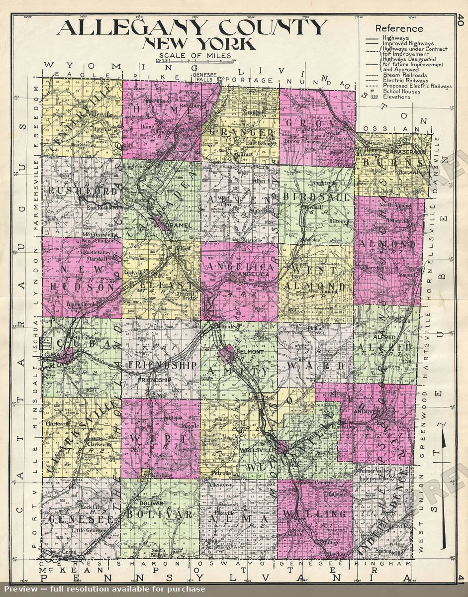 Antique map: Allegany County NY, 1912