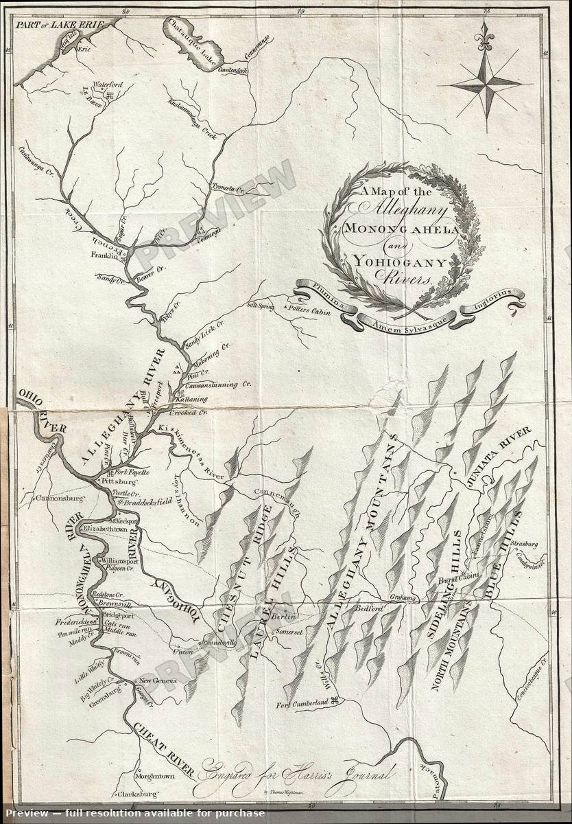 Antique map: Alleghany Monongahela, 1805