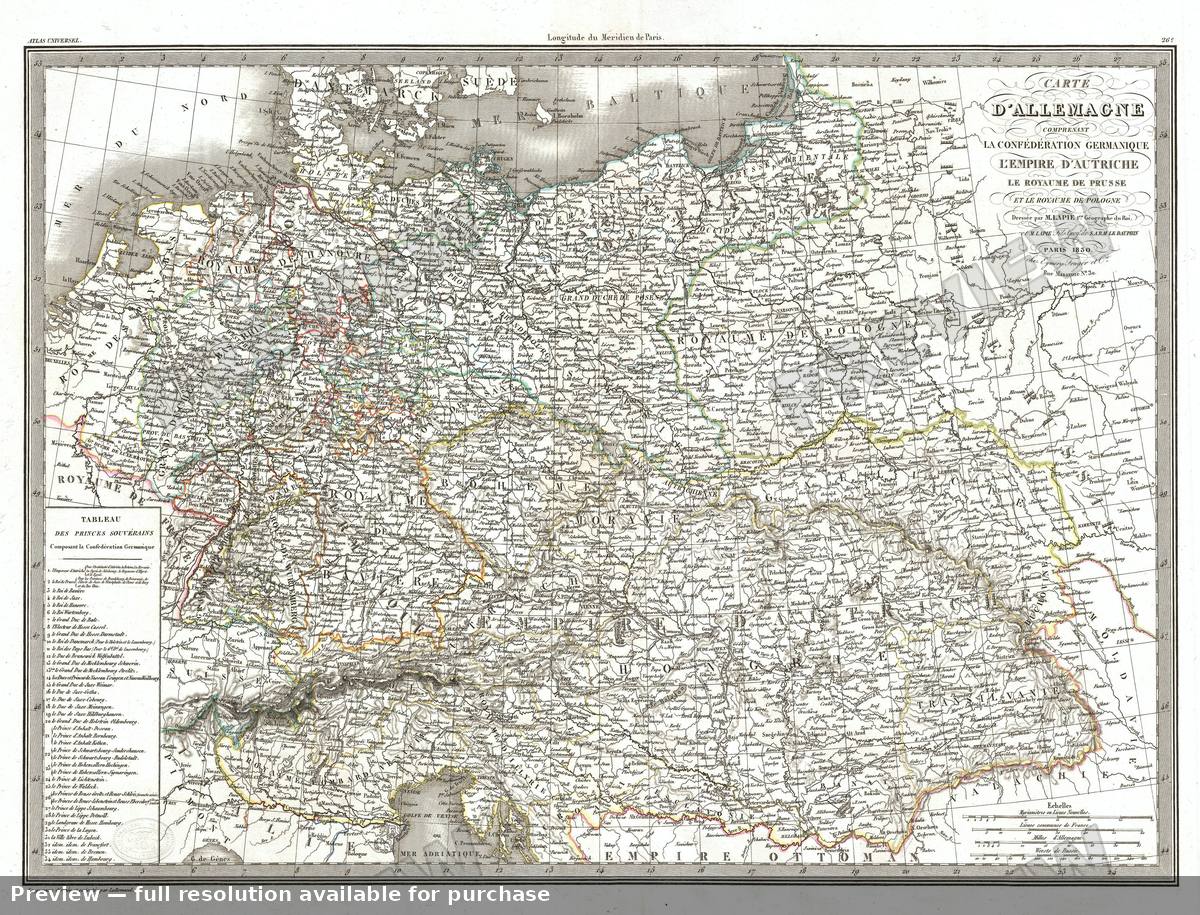 Antique map: Allemagne, 1829