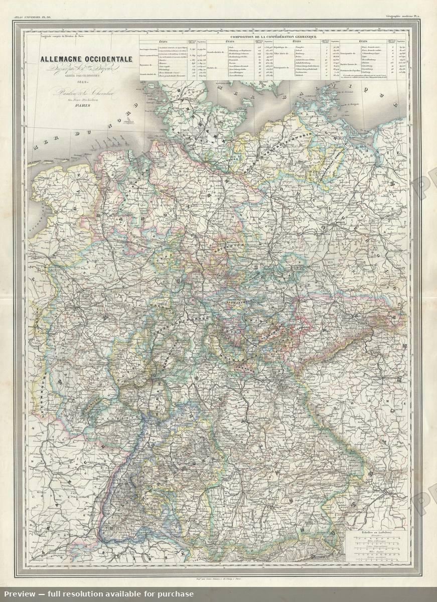 Antique map: Allemagne Occidentale, 1860