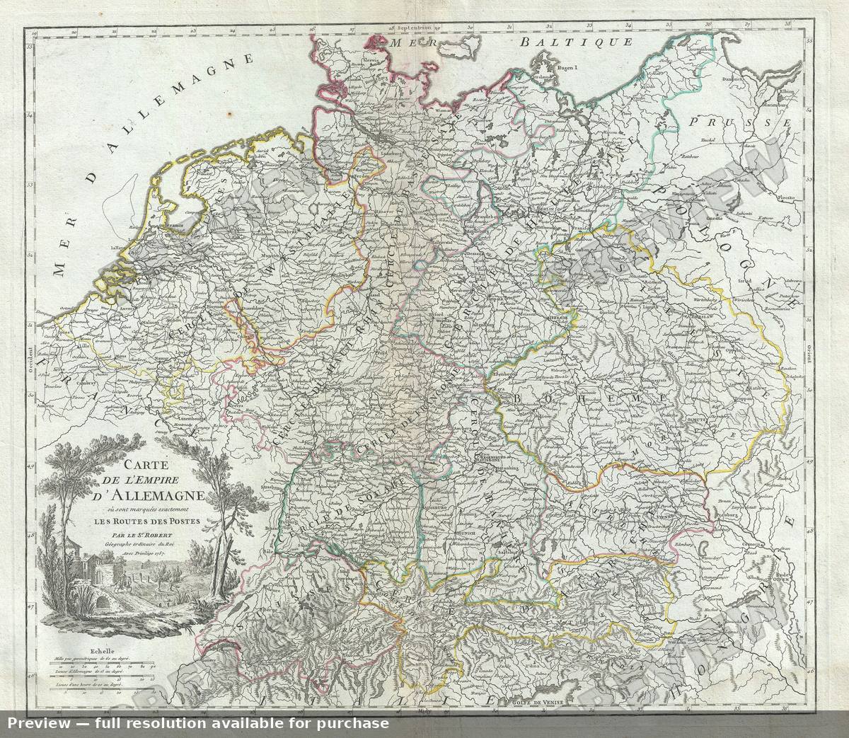 Antique map: Allemagne Postes, 1757