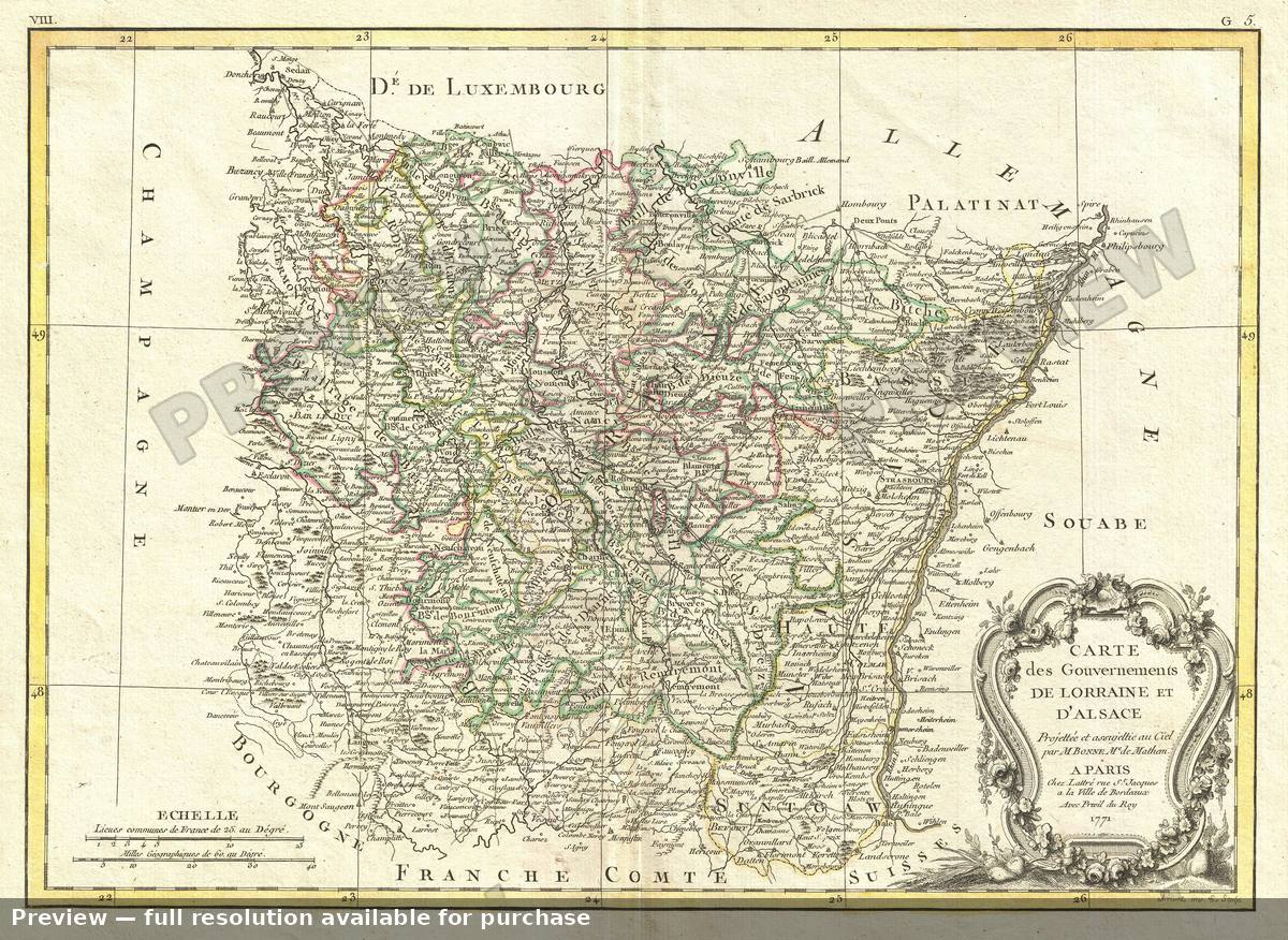 Antique map: Alsace Lorraine, 1771