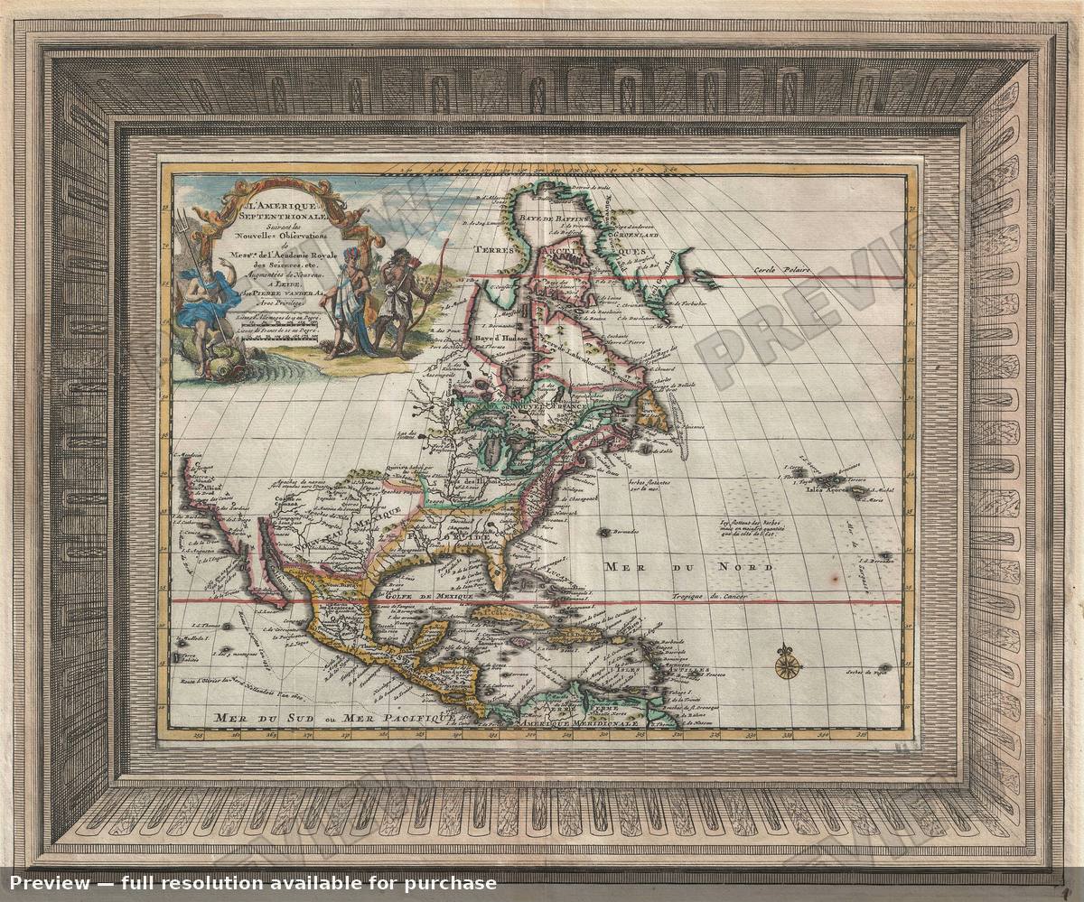 Antique map: Ameique Septentrionale, 1729
