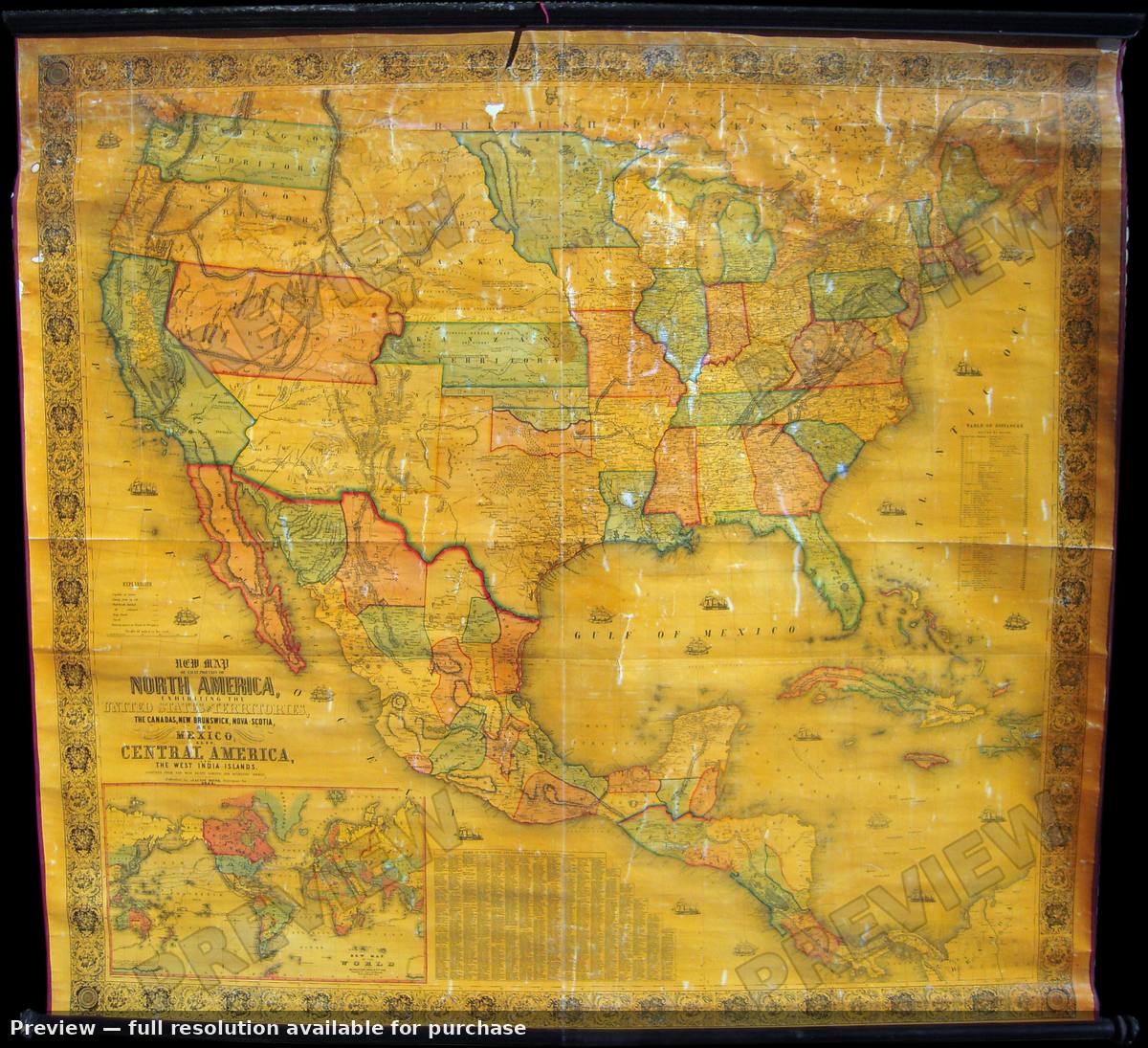 Antique map: Amer North, 1854, 1854