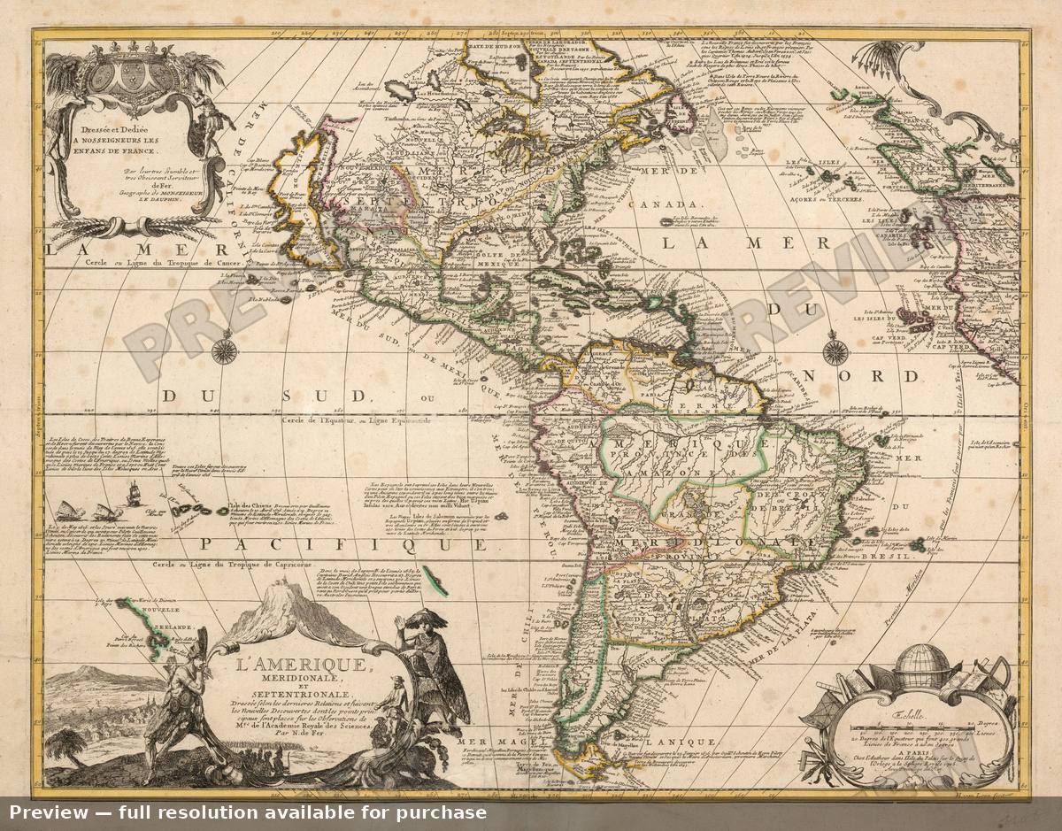 Antique map: America, 1705