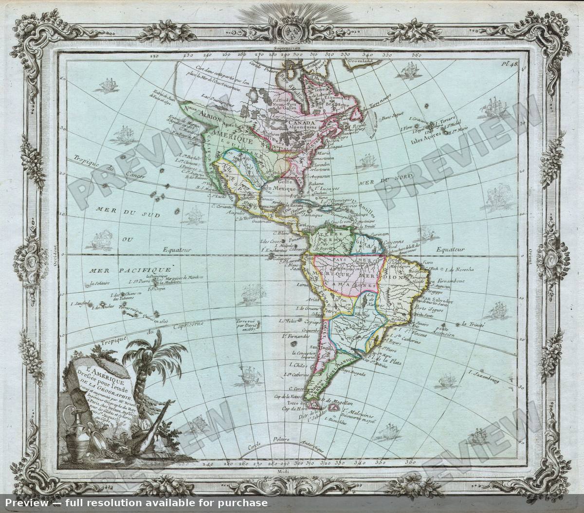 Antique map: America, 1764
