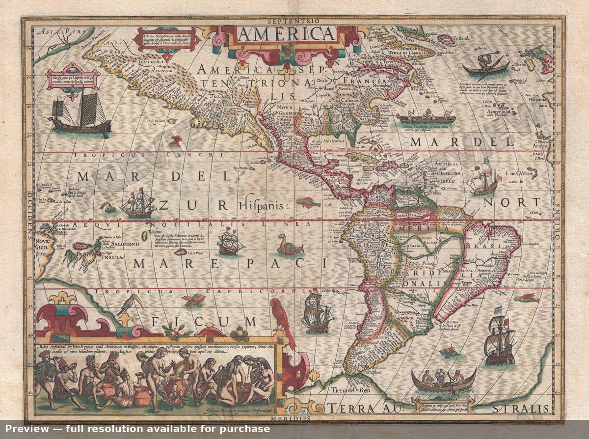 Antique map: America, 1606