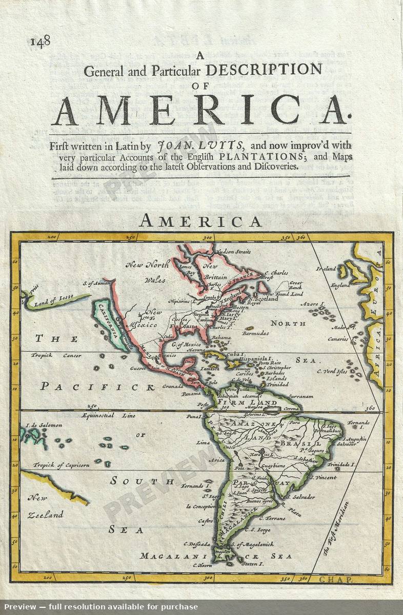 Antique map: America, 1701